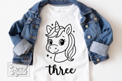 Three Birthday Unicorn SVG - 3rd Birthday Unicorn Shirt PNG Product Image 2