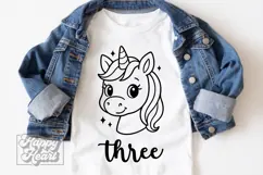 Three Birthday Unicorn SVG - 3rd Birthday Unicorn Shirt PNG Product Image 2