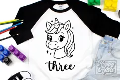 Three Birthday Unicorn SVG - 3rd Birthday Unicorn Shirt PNG Product Image 5