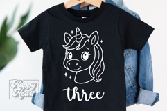 Three Birthday Unicorn SVG - 3rd Birthday Unicorn Shirt PNG Product Image 4
