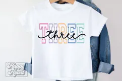 Three Birthday Girl SVG - 3rd Birthday Shirt Varsity PNG Product Image 2