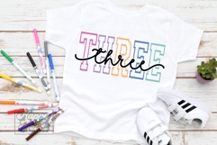 Three Birthday Girl SVG - 3rd Birthday Shirt Varsity PNG Product Image 3
