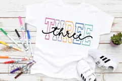 Three Birthday Girl SVG - 3rd Birthday Shirt Varsity PNG Product Image 3