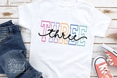 Three Birthday Girl SVG - 3rd Birthday Shirt Varsity PNG Product Image 4