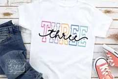 Three Birthday Girl SVG - 3rd Birthday Shirt Varsity PNG Product Image 4