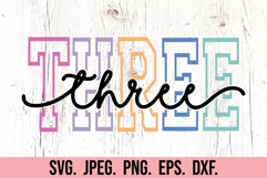 Three Birthday Girl SVG - 3rd Birthday Shirt Varsity PNG Product Image 5