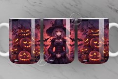 Halloween Mug Wrap, Witch, Manga, Pumpkin, 11 &amp; 15 Oz Mug Product Image 1