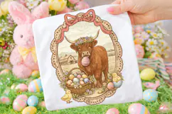 Highland Cow Easter PNG, Thrifted Easter PNG, Happy Easter Product Image 2