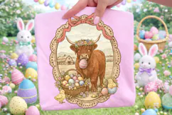Highland Cow Easter PNG, Thrifted Easter PNG, Happy Easter Product Image 3