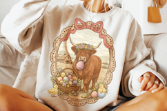 Highland Cow Easter PNG, Thrifted Easter PNG, Happy Easter Product Image 4