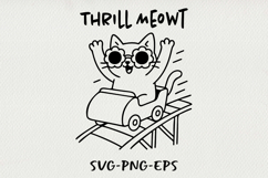 Hipster Cat Line Art Clipart, Funny Puns SVG | PNG | EPS Product Image 1