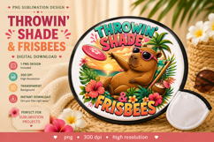 Funny Capybara Summer PNG,Throwin' Shade &amp; Frisbees PNG Product Image 1