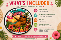 Funny Capybara Summer PNG,Throwin' Shade &amp; Frisbees PNG Product Image 3