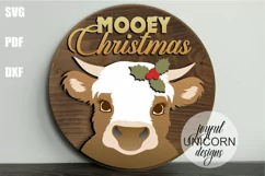 Mooey Christmas Sign SVG | Cute Highland Cow Door Hanger SVG Product Image 1