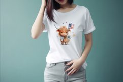 Sublimation design, Baby Higland Cow holding Flag, PNG file Product Image 2