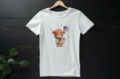 Sublimation design, Baby Higland Cow holding Flag, PNG file Product Image 3