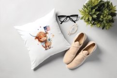 Sublimation design, Baby Higland Cow holding Flag, PNG file Product Image 4