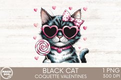 Black Cat Pink Coquette Bow Valentines|Cat Mom Valentines Product Image 1