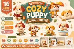 16 Cute Dog Clipart PNG, Adorable Puppy Sublimation Bundle Product Image 1