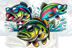 Fish wearing sunglasses PNG Clipart Product Image 1