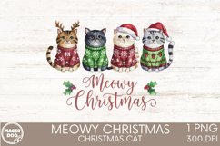 Meowy Christmas|Christmas Cat with Santa Hat|Cat Lovers Product Image 1