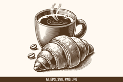 Croissant With Coffee Vector SVG Bundle Product Image 2