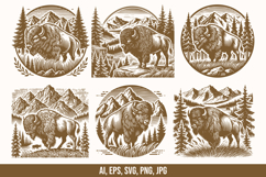 Bison In Wildlife Vector Bundle Product Image 1