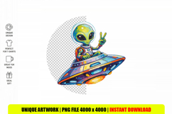 Cool Alien Spaceship PNG Retro UFO Sublimation Product Image 1