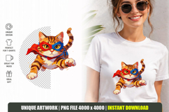 Superhero Cat PNG Funny Flying Cat Clipart Product Image 1