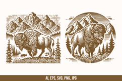 Bison In Wildlife Vector Bundle Product Image 2