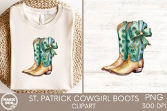 St. Patrick&#039;s Day Cowboy Boots|Cowgirl|Green Shamrock Bow Product Image 2