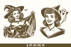 Halloween Retro Housewife Vector Bundle Product Image 2