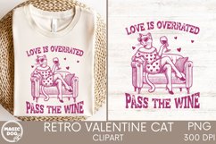 Love is Overrated Pass the Wine|Retro Valentine Cat Product Image 2