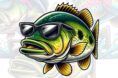 Fish wearing sunglasses PNG Clipart Product Image 2