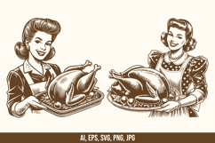 6 Thanksgiving Retro Housewife Vector Bundle Product Image 2