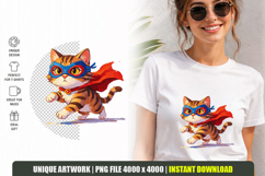 Mighty Superhero Cat PNG Kids Sublimation Product Image 1
