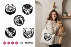 5 Sphynx Cat SVG Bundle | Woodblock Clipart PNG, EPS, SVG Product Image 1