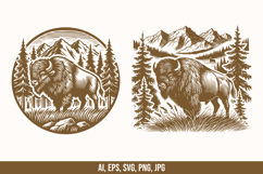 Bison In Wildlife Vector Bundle Product Image 4