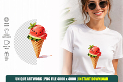 Watermelon Ice Cream Cone PNG Summer Clipart Product Image 1
