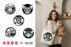5 Linocut Cat SVG Bundle | Artistic Feline PNG, EPS, SVG Product Image 1