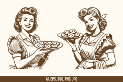 6 Thanksgiving Retro Housewife Vector Bundle Product Image 4