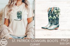St. Patrick&#039;s Day Cowboy Boots|Cowgirl|Green Shamrock Bow Product Image 4