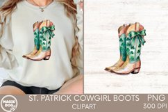 St. Patrick&#039;s Day Cowboy Boots|Cowgirl|Green Shamrock Bow Product Image 5