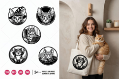 5 Vintage Cat SVG Bundle | Silhouette Cut Files PNG, EPS Product Image 1