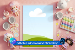 Playful girly 8.5x11 coloring page mockup Product Image 1