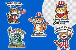 Sarcastic Patriotic Cat PNG Bundle - American Flag Product Image 1