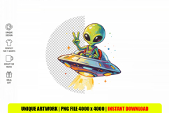 Funny Alien Space PNG UFO Peace Sign Sublimation Product Image 1