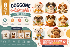 Cute Dog Clipart Bundle PNG Sublimation Design Product Image 1