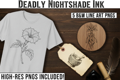 Deadly Nightshade Ink - 5 Gothic Botanical Line Art PNGs Product Image 1