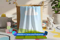 Baby blanket mockup in wicker basket Product Image 1